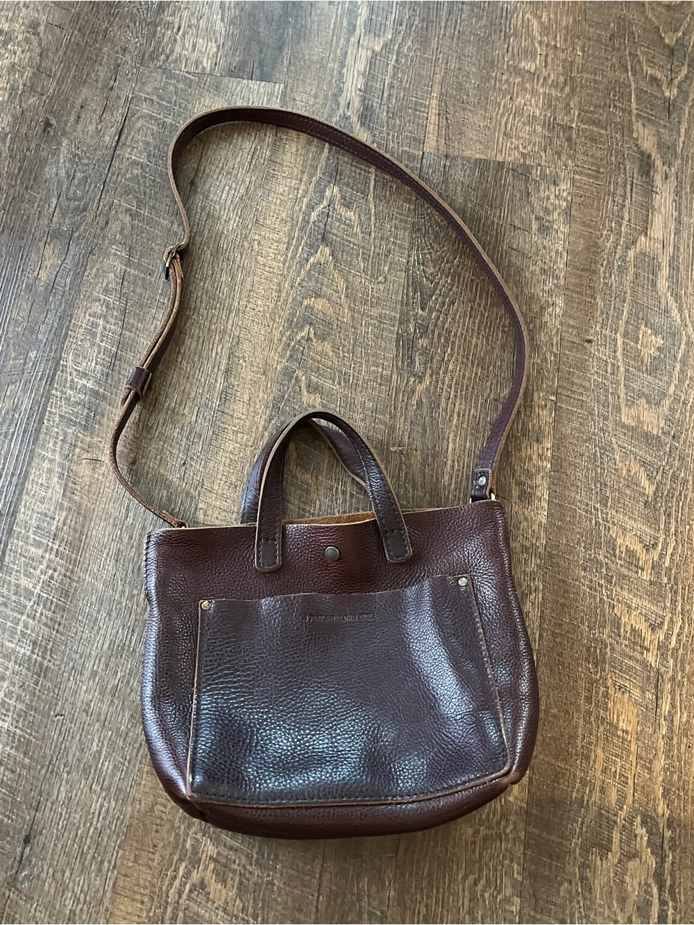 Portland Leather Goods Mini Leather Crossbody Tote - Brown
